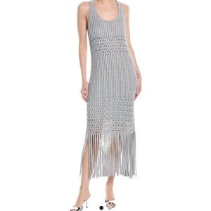 Jonathan Simkhai Gray Knit Fringe Dress
